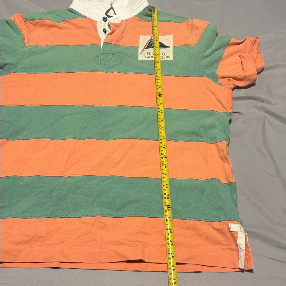 Polo by Ralph Lauren Orange and Green Rugby Shirt - Picture 11 of 12